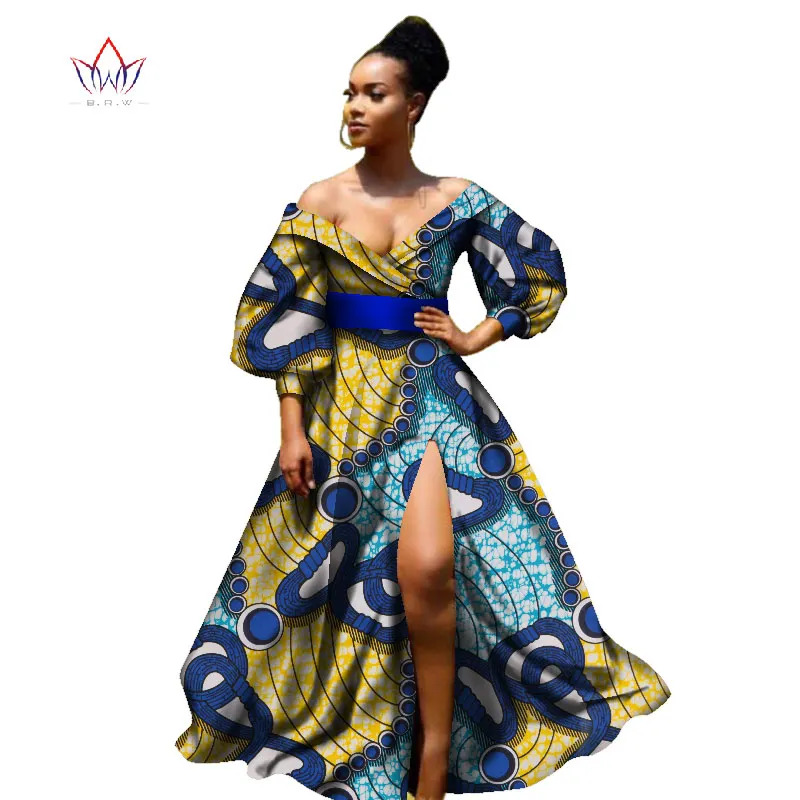 african bazin dresses for women african Three Quarter sleeves dresses for women african clothing wax dashiki fabric WY2255