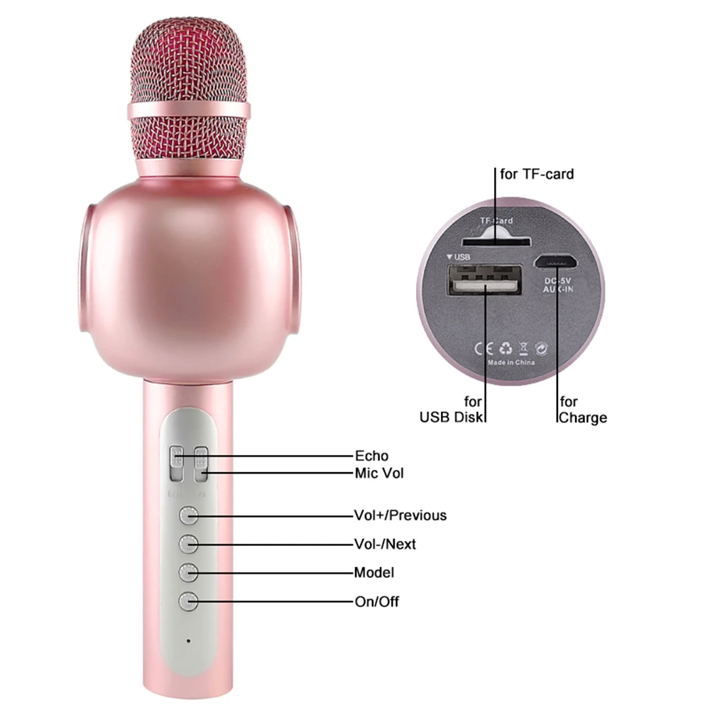 Bluetooth микрофон Беспроводной караоке Динамик музыкальный плеер телефон микрофоны