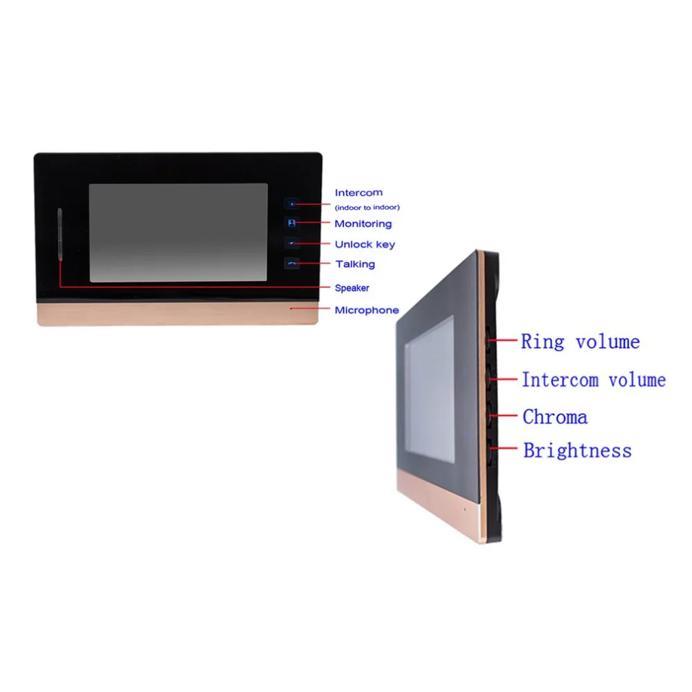 7-Inch Screen Wired Visual Doorbell Infrared Night Vision Door Bell Video Intercom Phone Home Security Quality | Обустройство дома