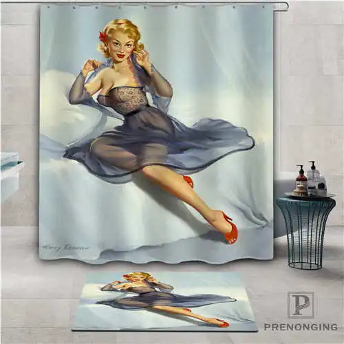 Индивидуальный pin up lady (1) водонепроницаемый занавеска для душа коврик дома ванной
