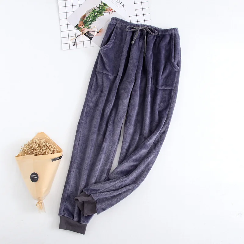 2019 зимние мужские одноцветные штаны для сна повседневные свободные брюки