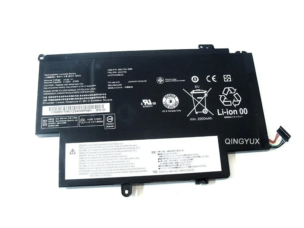 QINGYUX 45N1704 45N1705 45N1706 45N1707 новый 14 8 V 37Wh 3180mAh Аккумулятор для ноутбука Lenovo Thinkpad 12 5 &quotS1