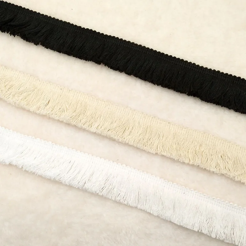 

25meters White Black Cotton Venise Lace Fringe Trim fabric with Tassel Sewing for Garment edge