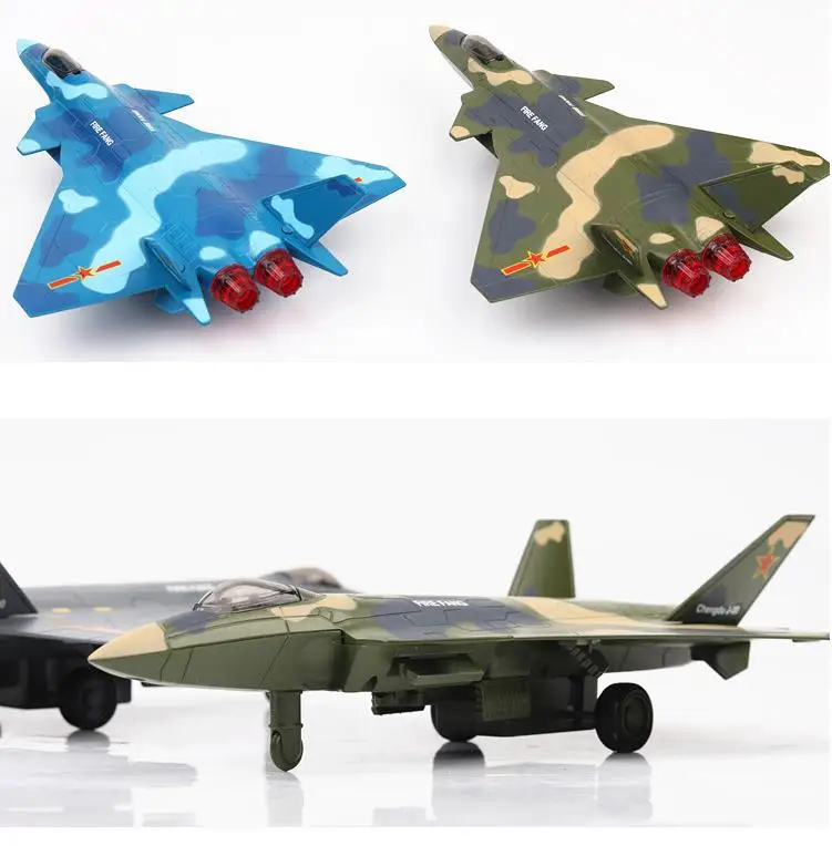 1: 72 Вытяните назад военная модель из сплава высокая имитация J20 игрушек со звуком