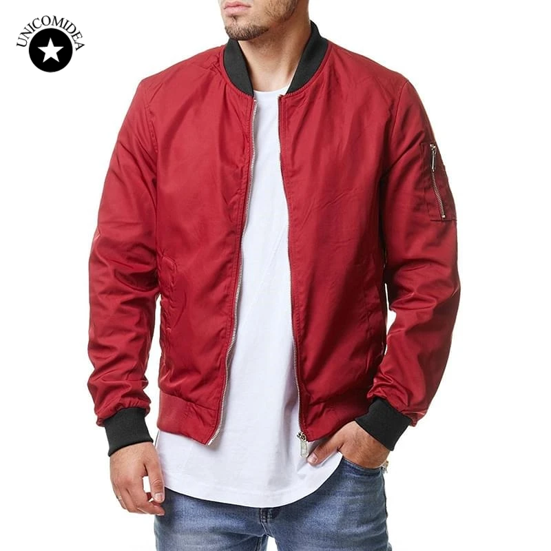 

New Brand Mens Bomber Jacket Solid Color Casual Thin Baseball Jackets Coat Casual Streetwear Wind Breaker Jacket Overcoat Mens