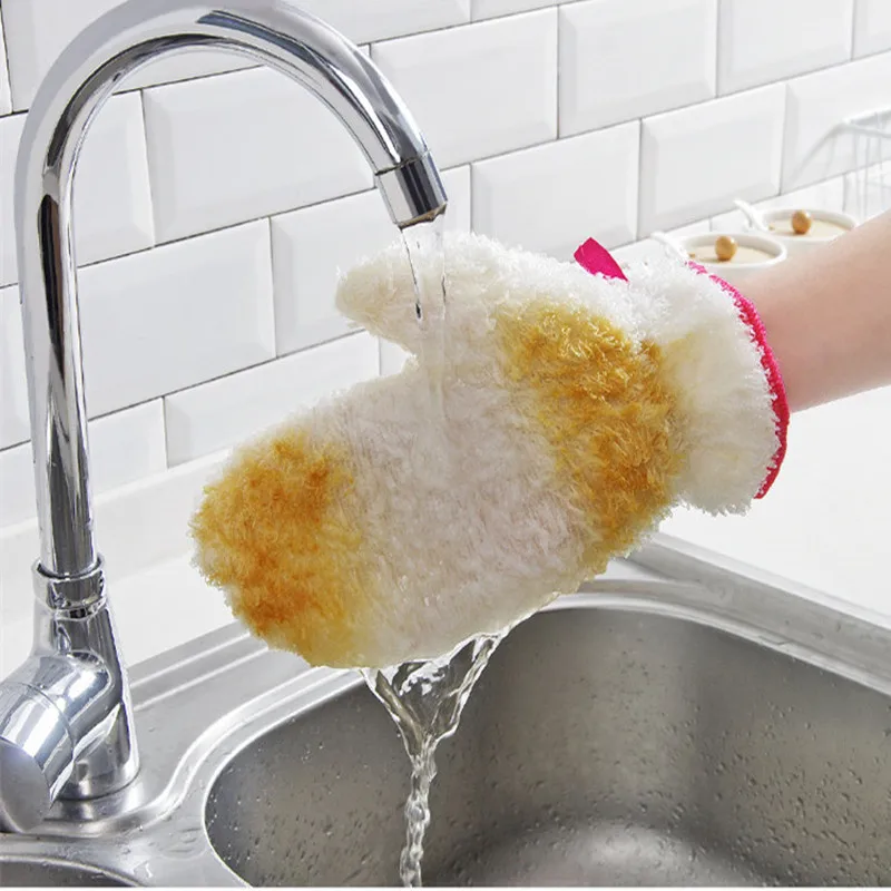 2 шт кухонные перчатки для чистки бамбуковое волокно плюс бархатные