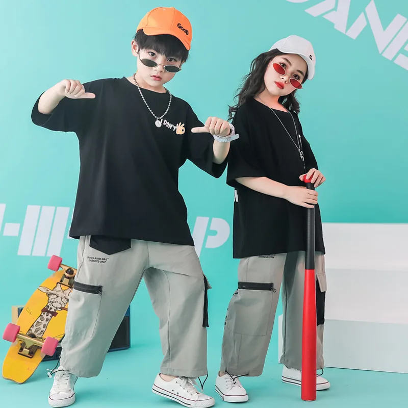 Детская крутая одежда в стиле хип-хоп футболка для бега большого размера топы