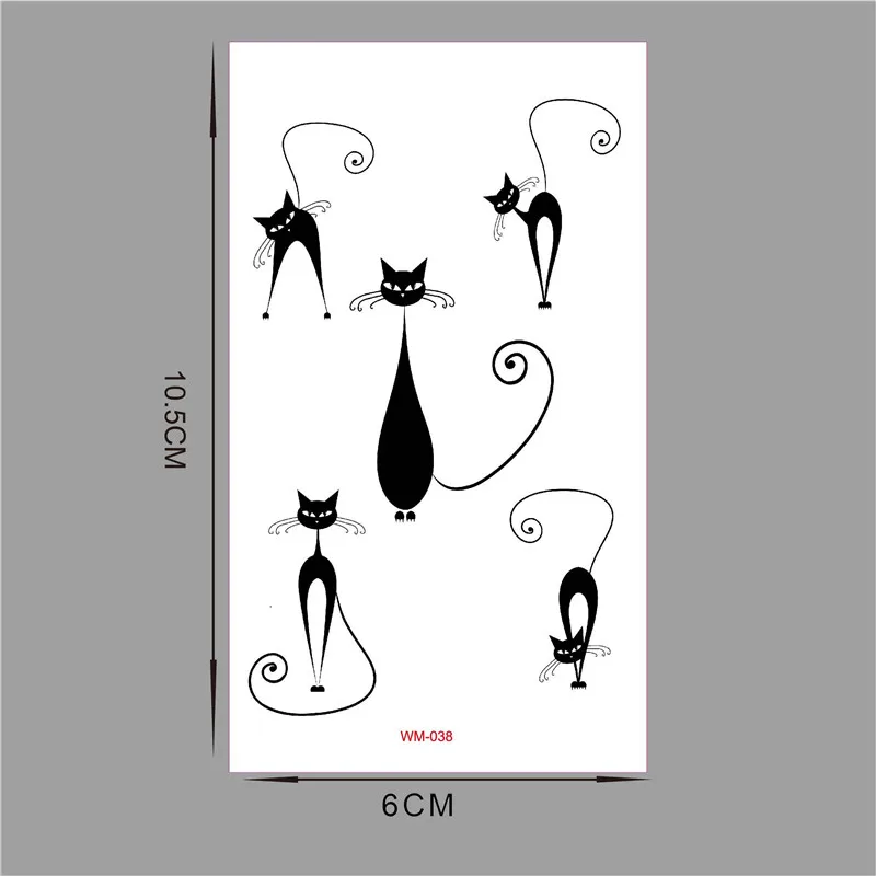 5 узоров Черные милые кошки совершенно новые модные водонепроницаемые Временные