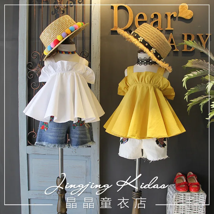 2017 spring&ampsummer new baby girls dress Strapless for girl party white yelllow kids vestido sweet Princess | Детская одежда и