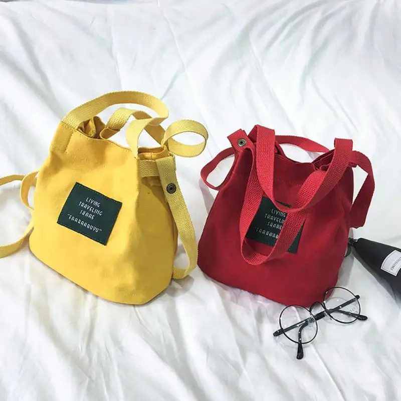 Фото Женская сумка Холщовая Сумка модная мини ведро на одной лямке сумки через плечо