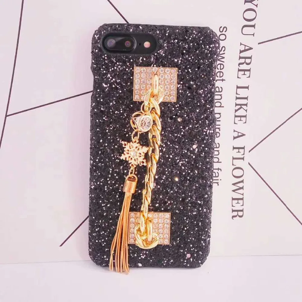 Marchcover Gold Diamond снег кисточкой браслет Bling сверкают футляр для iPhone X 8 7 6 S Plus |