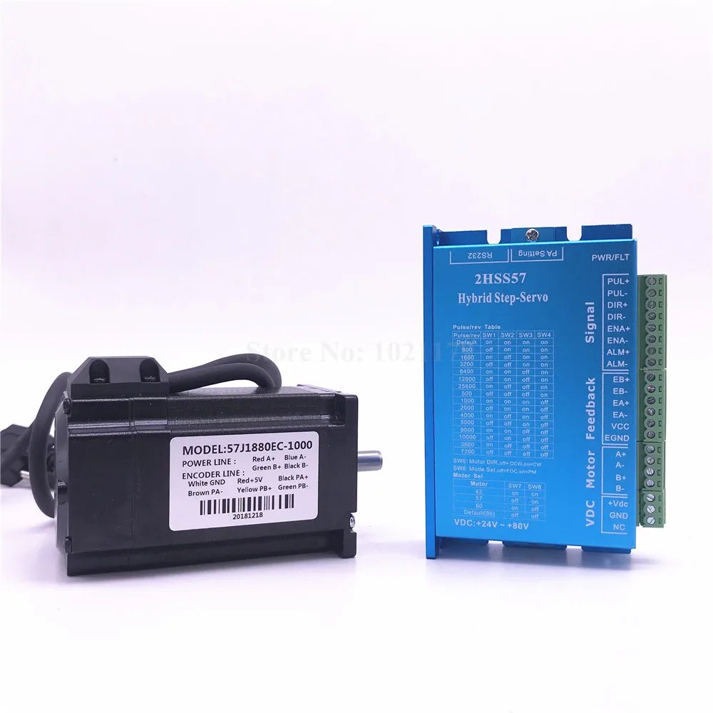 57J1880EC-1000+ 2HSS57 неразъёмная застёжка-петли для ступеней, комбинированная упаковка 2.0N.m мотор Nema 23 гибридный замкнутый контур 2-фазный шаговый мотор драйвер