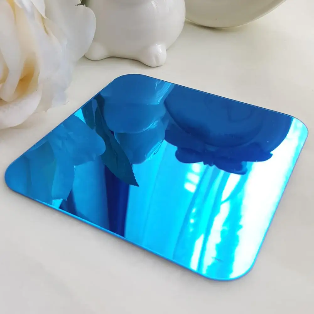 Blue 9 шт. зеркальные настенные наклейки для украшения комнаты, декоративные наклейки, эстетические наклейки для гостиной, Ромбы, алмазные геометрические плитки простой формы R180 - Цвет: Blue