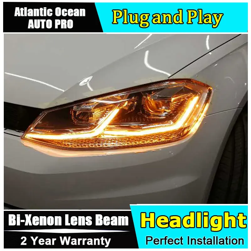 Автозапчасти Стиль светодиодный налобный фонарь для VW Гольф 7 фары 2013-2017 MK7 H7