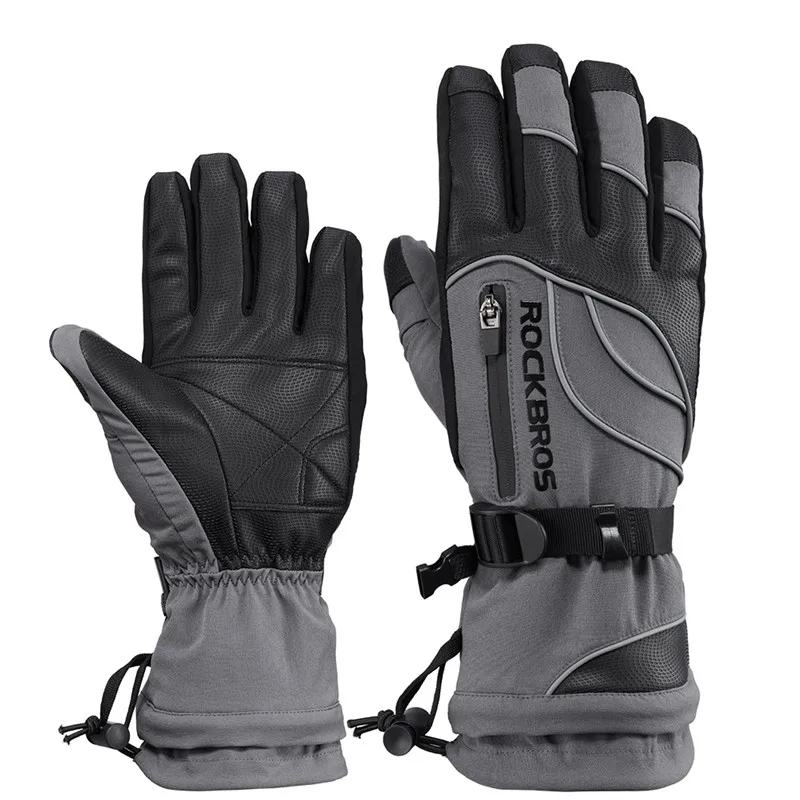 S133 Gray ROCKBROS велосипедные зимние перчатки водонепроницаемые Утепленные перчатки мужские тепловые сохраняющие тепло велосипедные мотоциклетные лыжные перчатки для холодной погоды - Цвет: S133 Gray