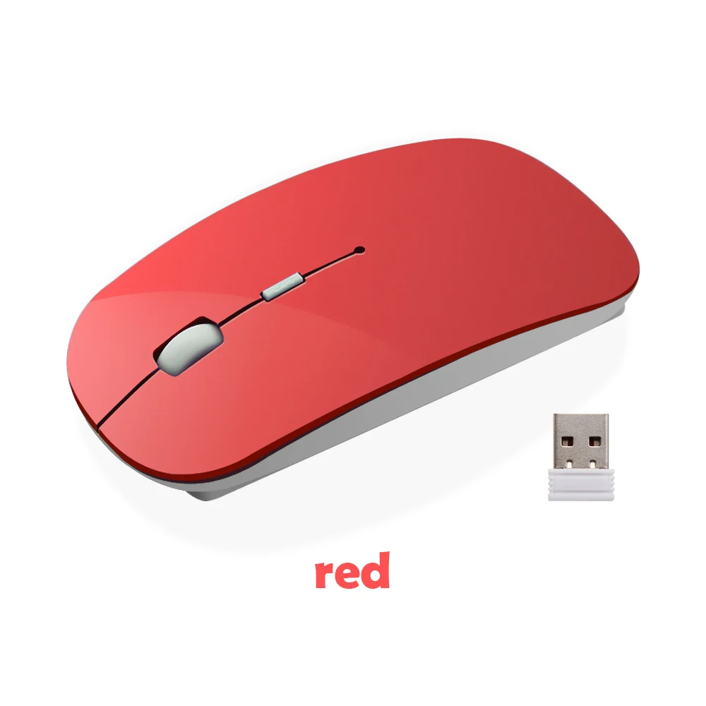 Red Портативная 2,4G беспроводная мышь Ультра тонкая USB оптическая мышь Бесшумная кнопка для ПК ноутбука MacBook настольного компьютера Air Pro - Цвет: Red
