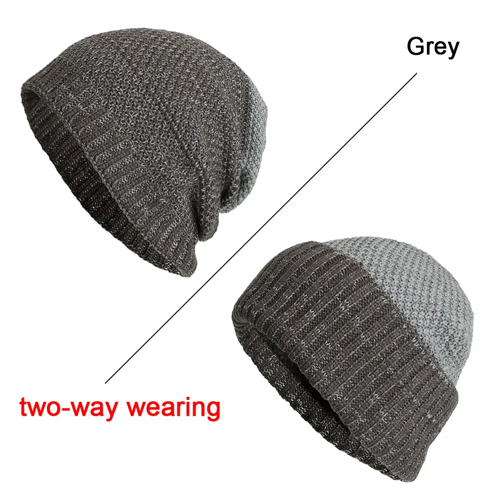 Grey Joymay, двухсторонние зимние шапочки, шапка бесформенного цвета, унисекс, простая теплая мягкая вязаная шапка с черепом, шапки, WM086 - Цвет: Grey
