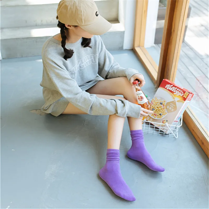 HJKYT kawaii Неоновые носки забавные счастливые женщины ворс кучи винтажный корейский