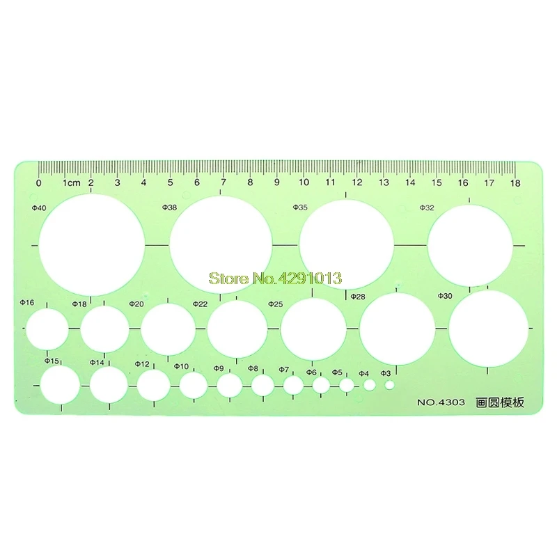 Green Plastic Circles Geometric Template Ruler Stencil Measuring Tool Students Drop Shipping Support | Канцтовары для офиса и