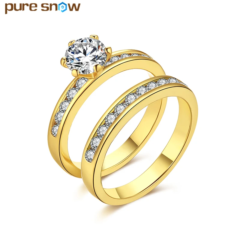 Чистый снег Новая мода Круглый Обручальные кольца Свадебные Наборы для ухода за