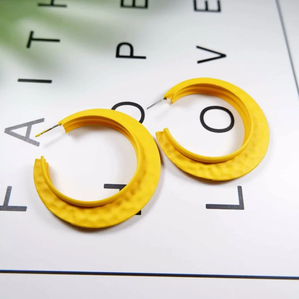 earrings 2019 lemon yellow geometric dangle metal paint women's lovely resin drop for girls | Украшения и аксессуары