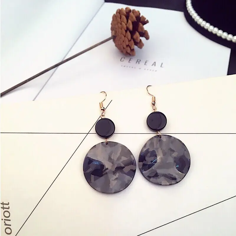 Женские серьги подвески из ацетата и смолы круглые геометрические Подвески с