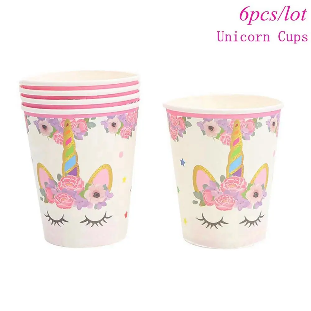 Unicorn Tableware 1 Taoup розовый день рождения Единорог рога шапки Единорог набор посуды салфетки торт Топпер баннеры Единорог вечерние украшения Babyshower девушка - Цвет: Unicorn Tableware 1