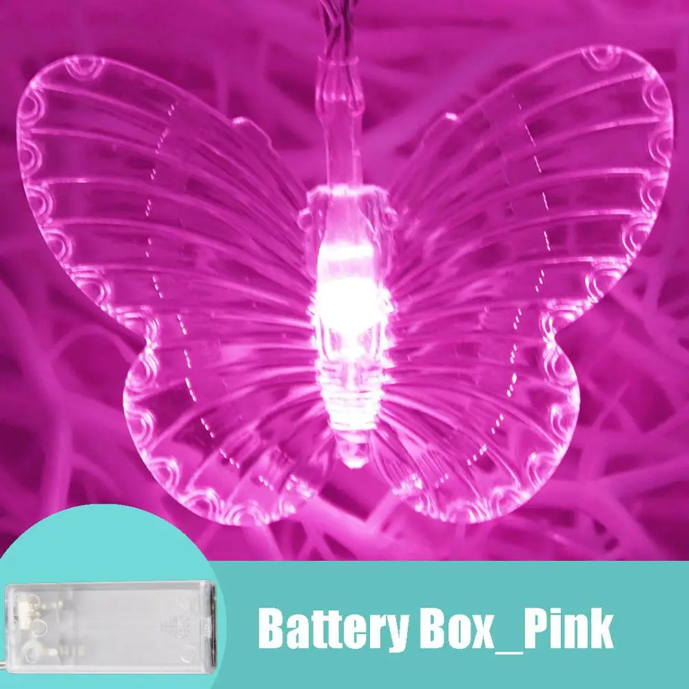 Battery Pink Светодиодный светильник-гирлянда в виде бабочки, Fiary светильник s для внутреннего и наружного сада, вечерние, рождественские, свадебные украшения, USB Gerlyanda IQ - Испускаемый цвет: Battery Pink