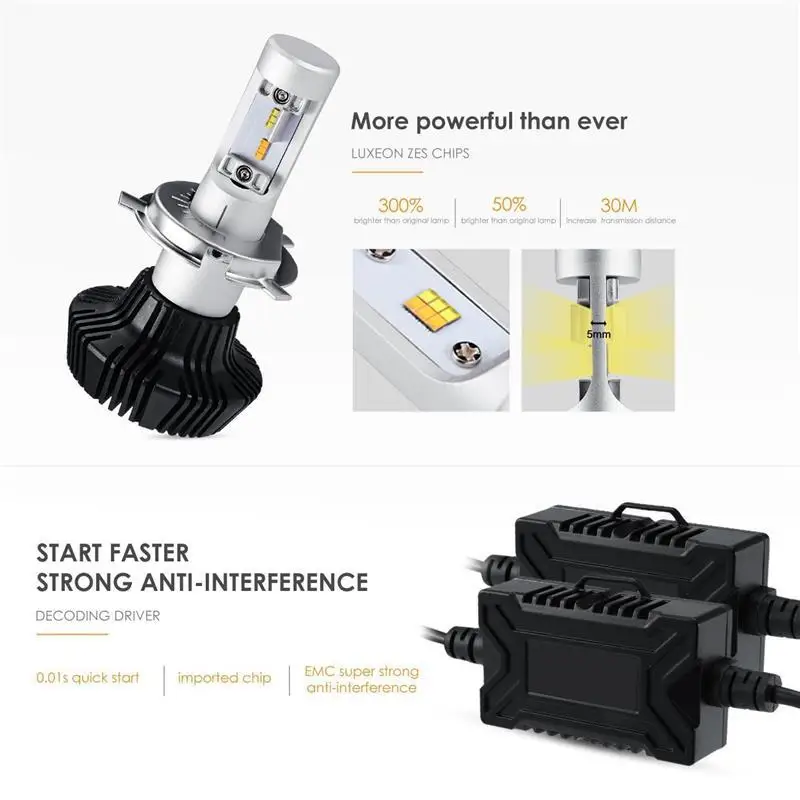 Oslamp 7HL светодиодный автомобильный фары H4 H7 9005 9006 H13 50 Вт 4000LM передняя лампа