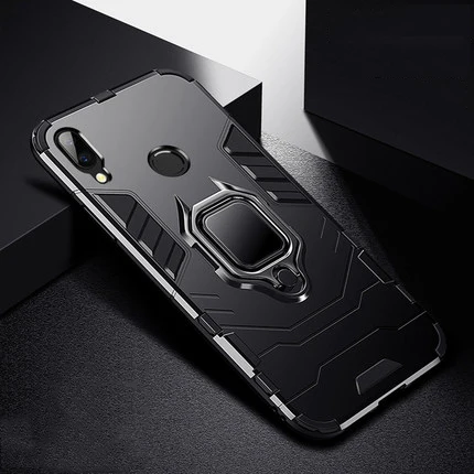 Black Ударопрочный защитный чехол для huawei Honor 10 Lite с держателем, мягкий ТПУ+ ПК, задняя крышка, аксессуар для Honor View 10, чехол для Honor 10 - Цвет: Black