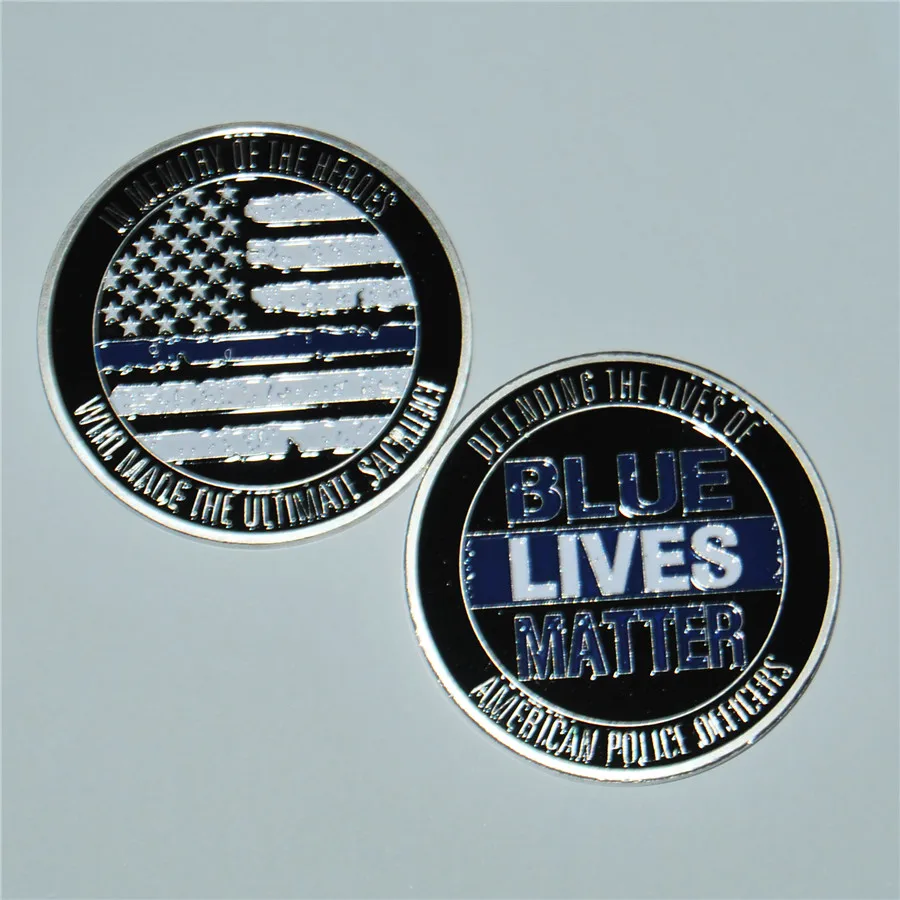 50 шт./лот BLUE LIVES защита жизни американских полицейских 2 &quotCHALLENGE COIN|Безвалютные