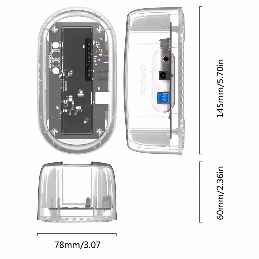 ORICO 2," /3,5" HDD прозрачная док-станция с поддержкой 8 ТБ для хранения UASP Протокол USB 3,0 SATA 3,0 жесткий диск корпус