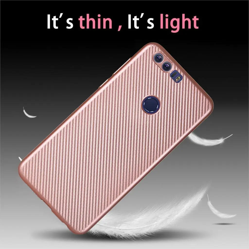 HATOLY For Fundas Huawei Honor 8 Case 5.2&quot honor Ultra-thin Soft TPU Carbon Fiber Back Cover for |