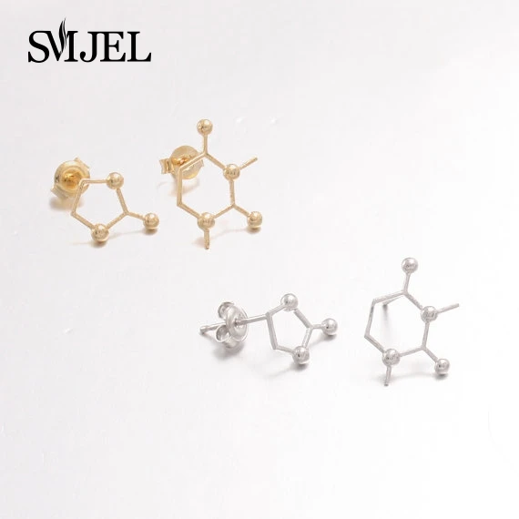 SMJEL 10 пар-S078 дисбаланс кофеин молекулы, которые оказывают дополнительную стимуляцию для роста волос Структура, серьги со шпилькой, для Для женщин Уникальный химии серьги Для мужчин