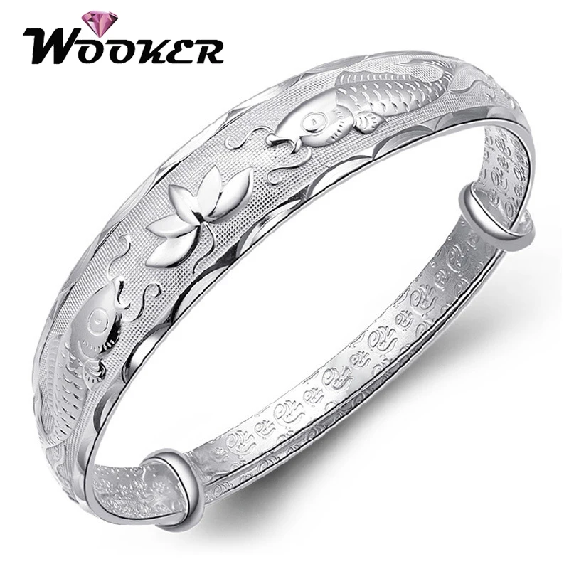 WOOKER Двухместный Рыба Лотоса Браслет Для Девушки Женщин Подарок Classica
