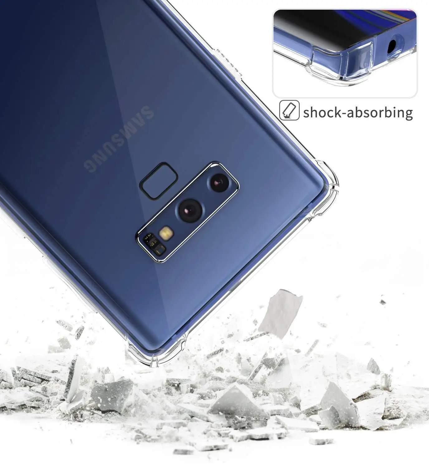 Crystal Dirt Resistant Case For Samsung Galaxy Note 9 Transparent Gel Bumper Anti Skid Soft TPU Rubber |