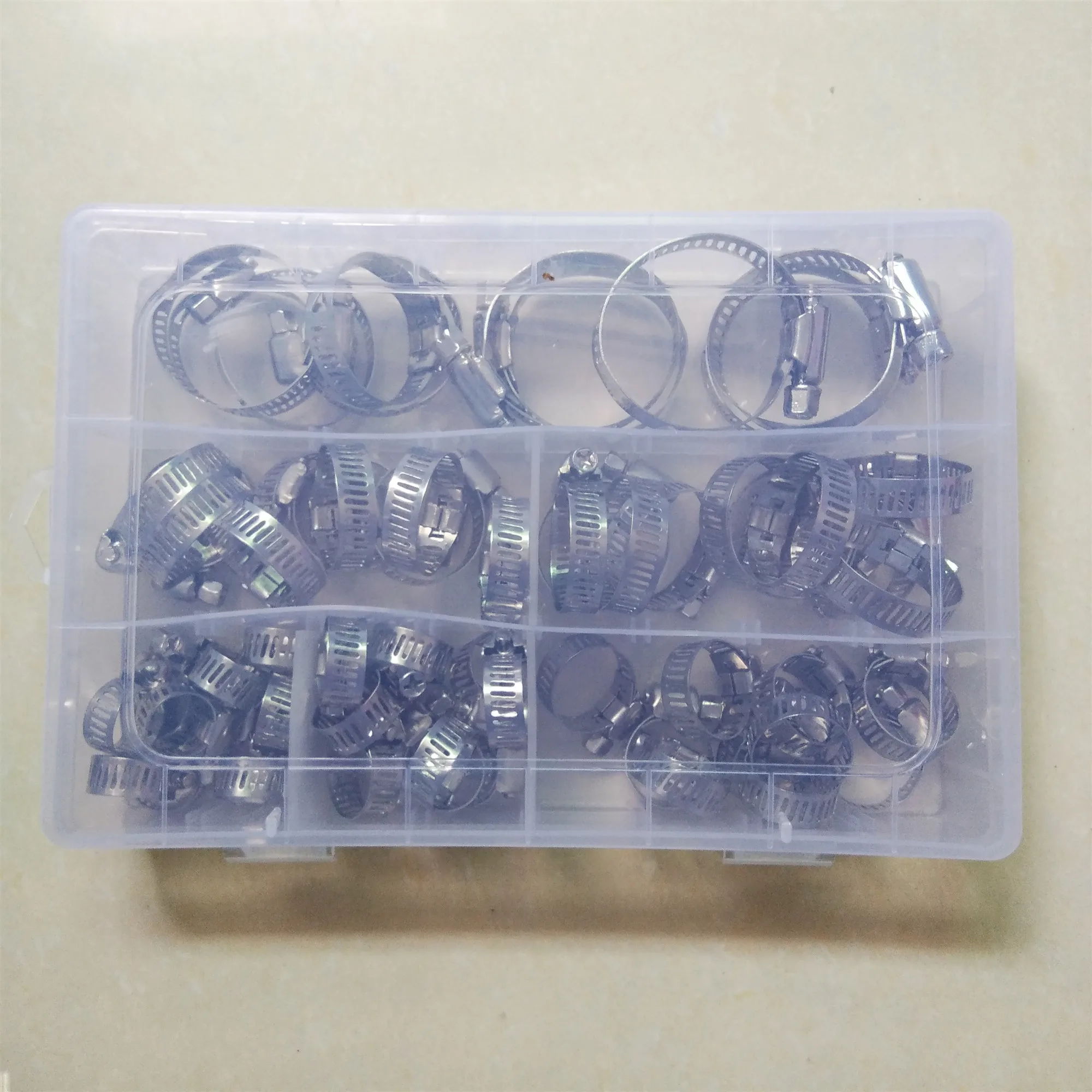 60 PCS/Box Multi Size 8mm-38mm Stainless Steel Hoop Clamp Hose Set automotive pipes clip Fixed tool | Обустройство дома