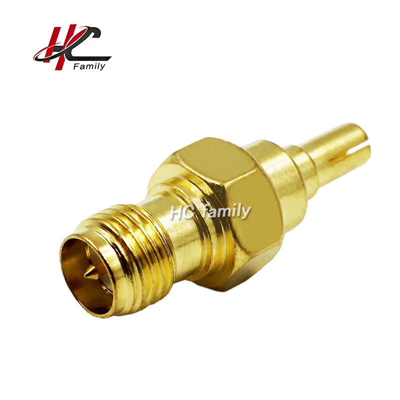 

1pc Adapter CRC9 TS9 Male Plug To Reserve polarity SMA Female Jack inner pin Straight Gold Brass Plating