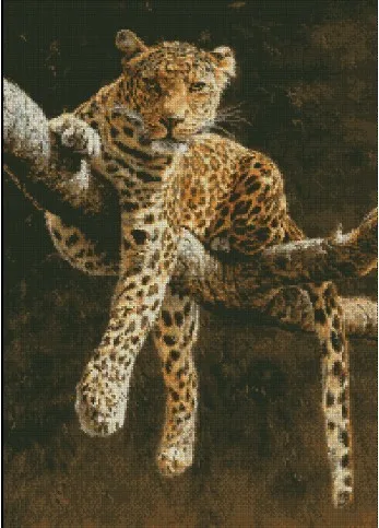 

Top Quality hotselling lovely counted cross stitch kit leopard panther on tree animal