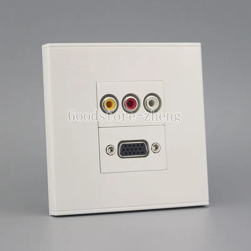 Настенная Лицевая панель 3RCA AV Audio + VGA Jack Розетка Ассорти | Компьютеры и офис
