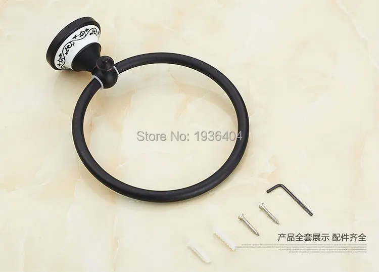 Аксессуары для ванной комнаты из черной бронзы античные латунные кольца