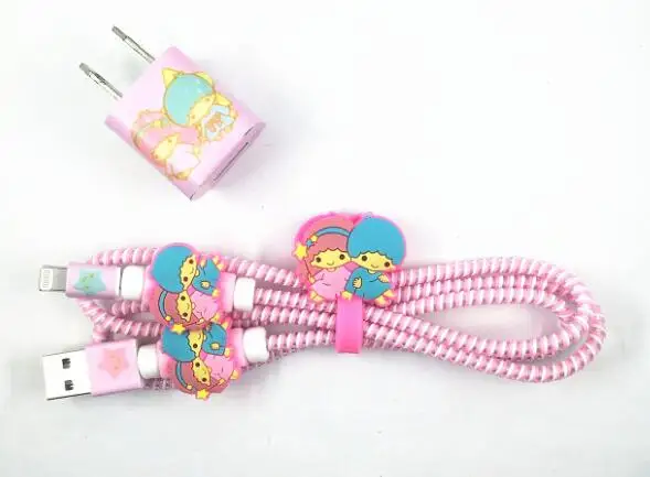 1,4 м мультфильм USB зарядное устройство кабель протектор Diy набор с намоткой кабеля зарядные наклейки Спиральный шнур протектор для iphone 5 6 6s 7 - Цвет: 13
