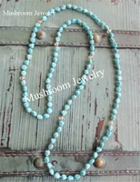 long boho chic hand knotted turquoises nugget beads wrap necklace