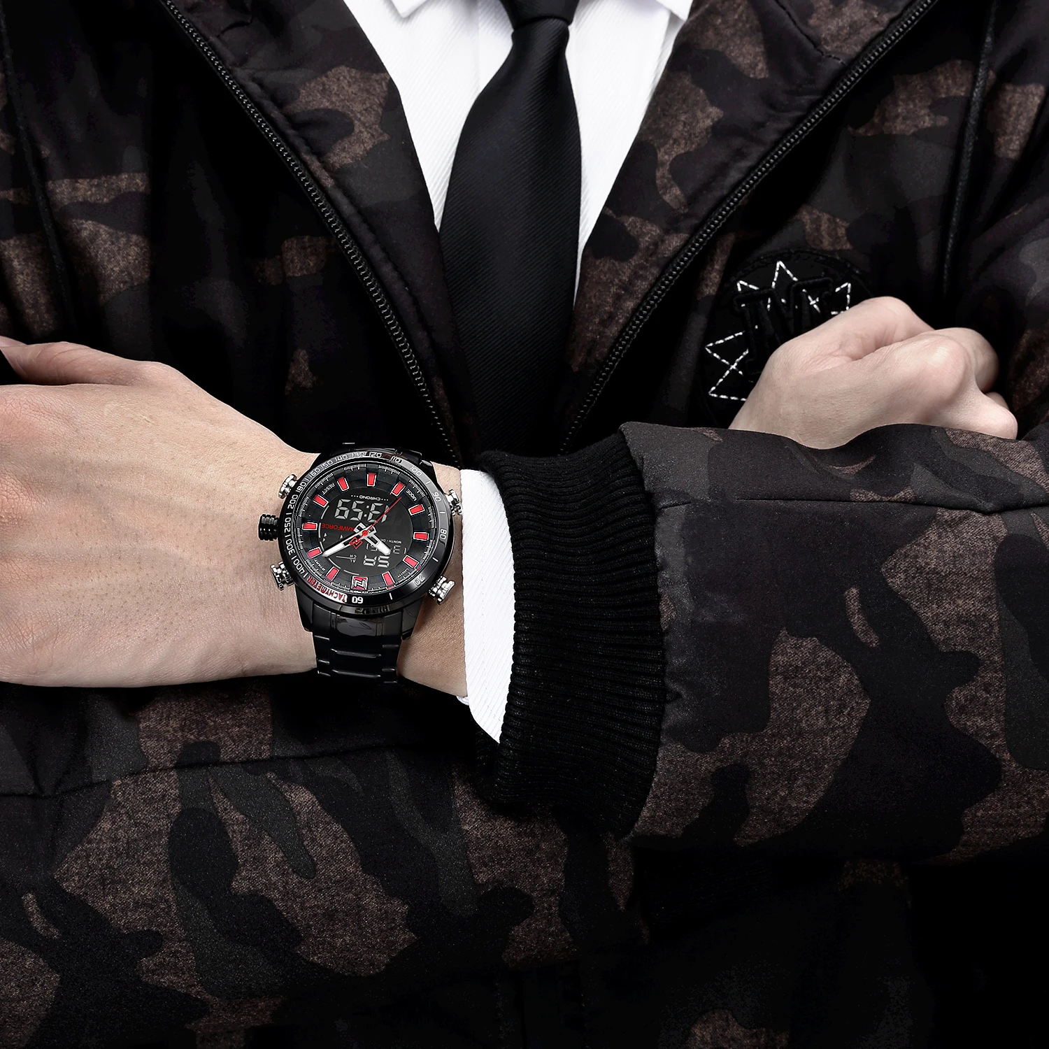 NAVIFORCE мужские часы люксовый бренд синие мода 2019 кварцевые с двойным дисплеем из