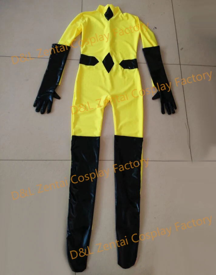 Бесплатная доставка настоящий желтый костюм супергероя из комиксов Marvel Zentai