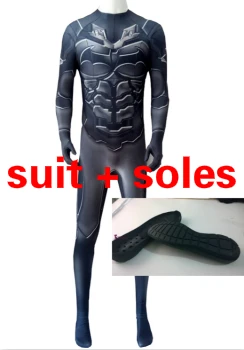 suit with soles Bermanwin высокое качество рыцарь Аркхема; Бэтмен Костюм 3D печатные ткани для купальники, из спандекса, Бэтмен зентай-костюм на Хэллоуин Косплэй костюм - Цвет: suit with soles