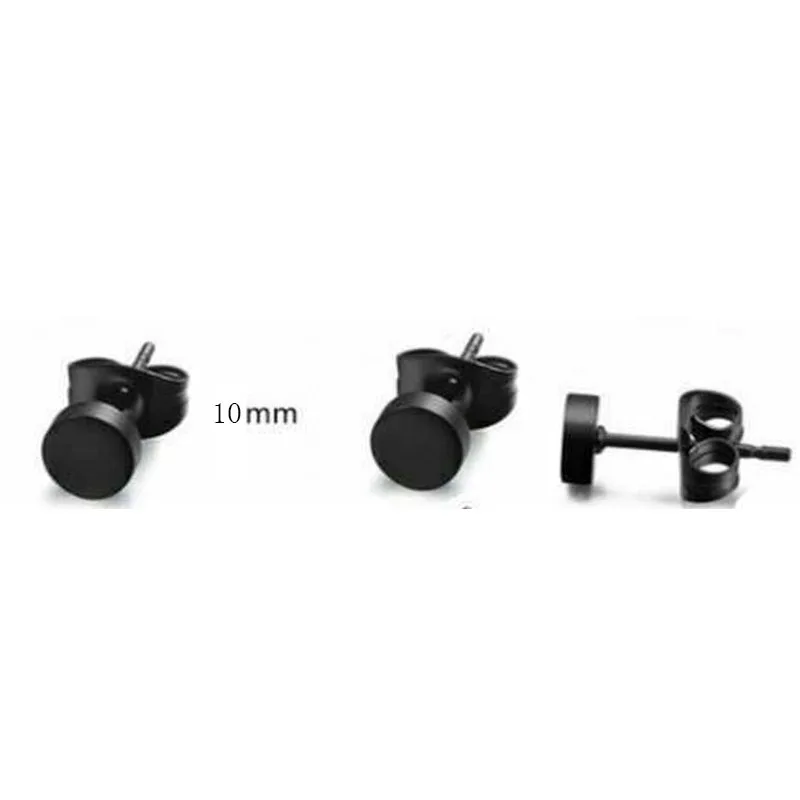 10mm Black 1 пара, серьги-гвоздики из нержавеющей стали для мужчин и женщин, вечерние, Acc 2 мм, 3 мм, 4 мм, 5 мм, 6 мм, 7 мм, 8 мм, 9 мм, 10 мм, 12 мм, ювелирные изделия - Окраска металла: 10mm Black