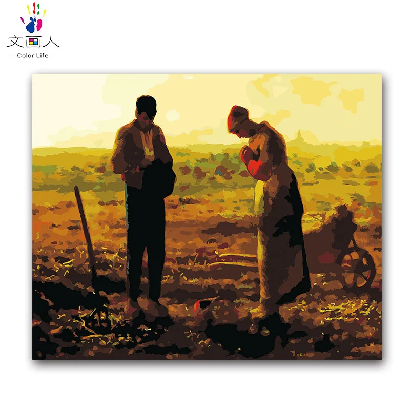 Пейзаж с фигурой Millet curfew картина маслом Раскрашивание картины по номерам