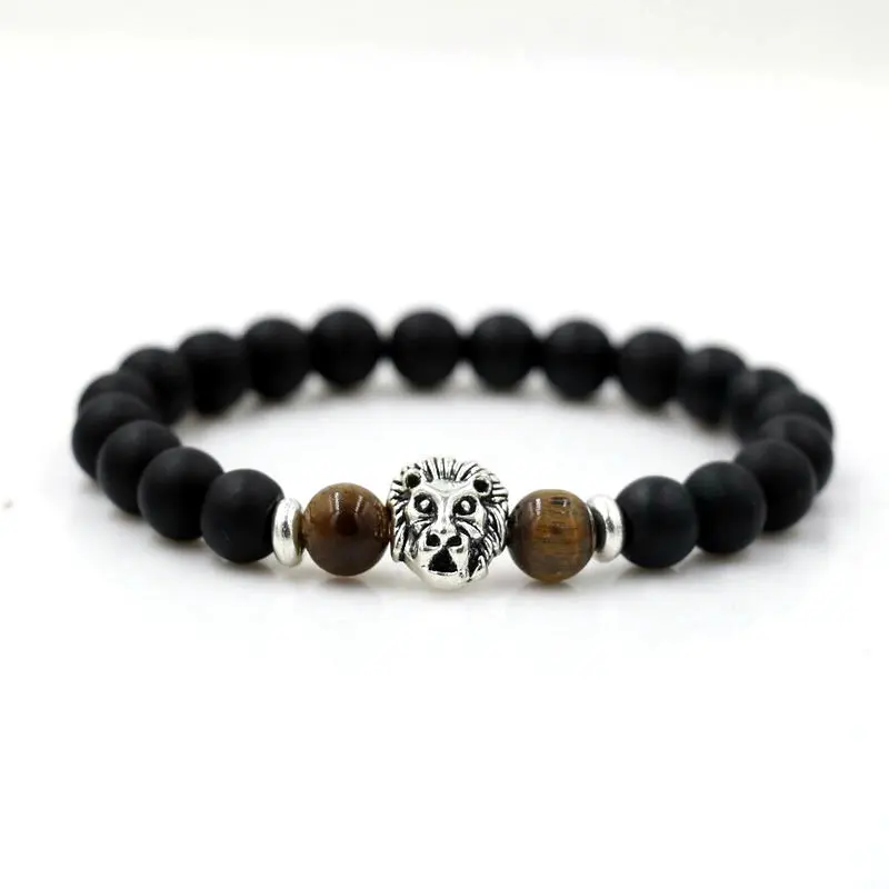 Bppccr Для мужчин Браслеты Львиная голова золотой Цвет тигровый глаз