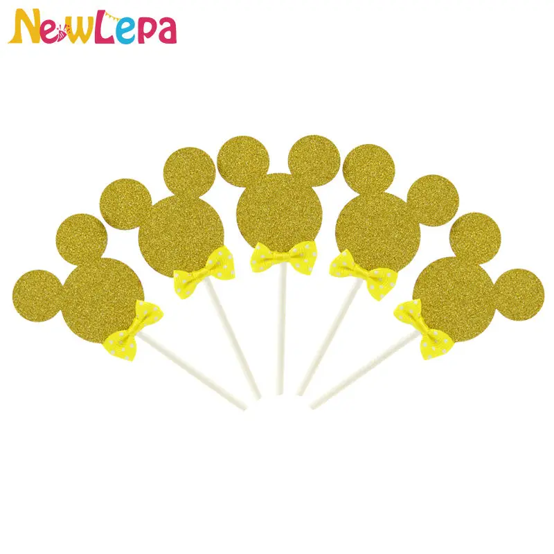 Лента с бантом Микки и Минни бумага кекс Топпер выбирает Твайлайт блеск B